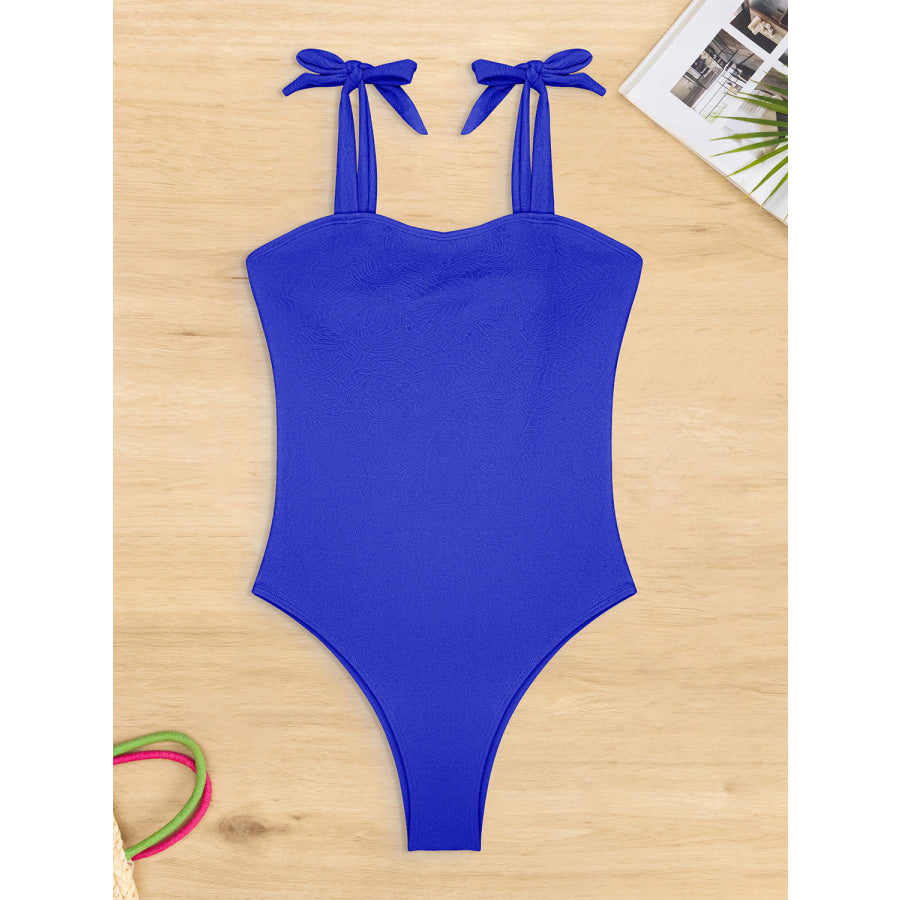 Tied Wide Strap One-Piece Swimwear Apparel and Accessories