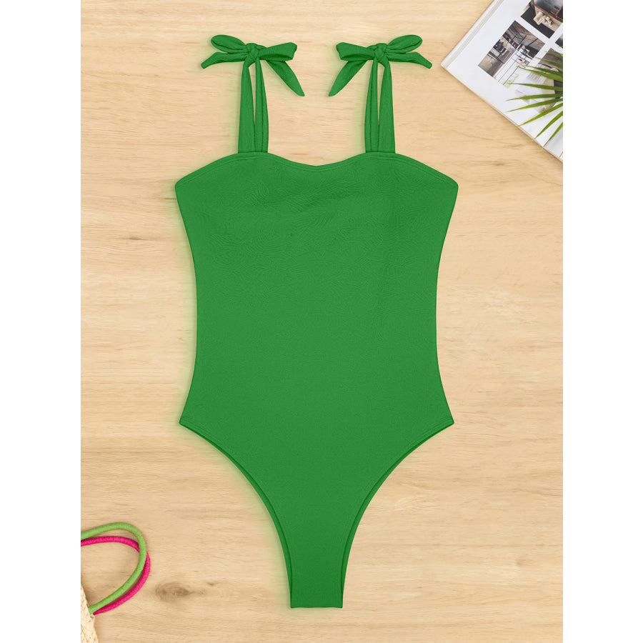 Tied Wide Strap One-Piece Swimwear Apparel and Accessories