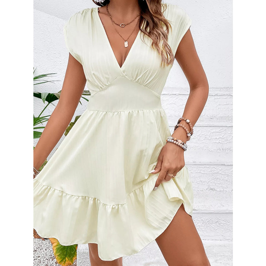 Tiered Cap Sleeve Mini Dress White / S Apparel and Accessories