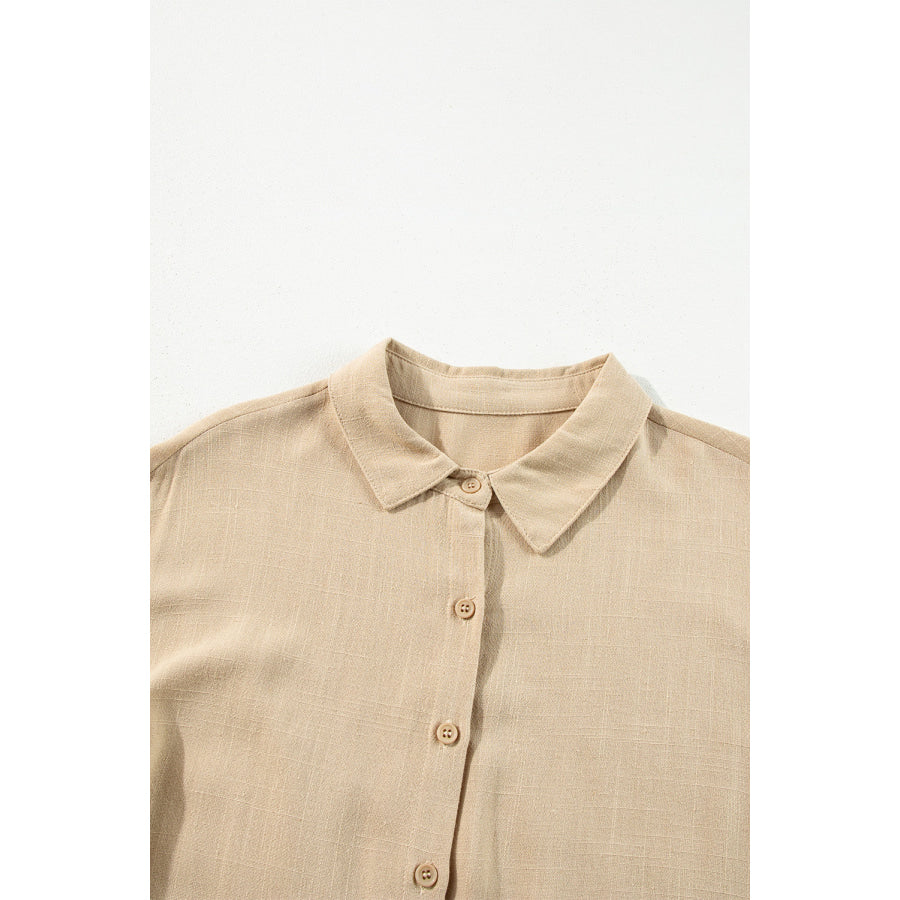 Tiered Collared Neck Balloon Sleeve Shirt Dress Apparel and Accessories