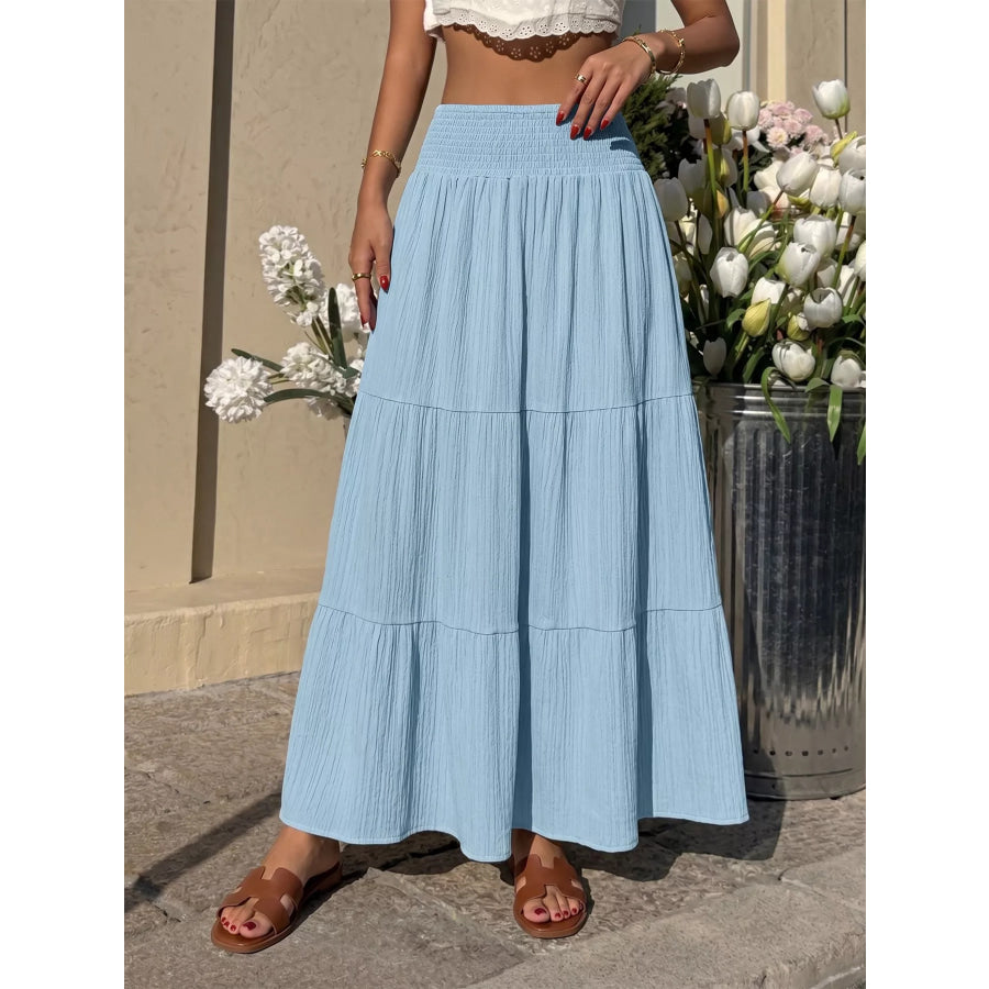Tiered Flowy Maxi Skirt Blue / S Apparel and Accessories