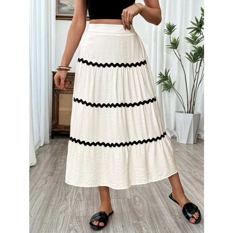 Tiered Flowy Midi Skirt Beige / S Apparel and Accessories
