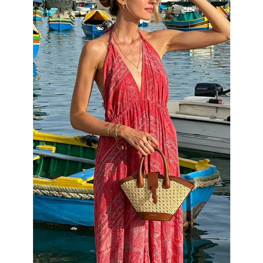 Tiered Halter Neck Maxi Dress Apparel and Accessories