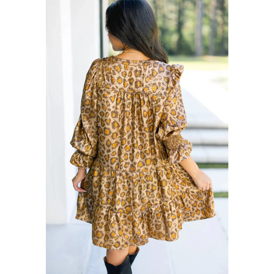 Tiered Leopard Print Mini Dress Leopard / M Apparel and Accessories