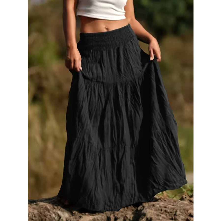 Tiered Maxi Skirt Black / S Apparel and Accessories