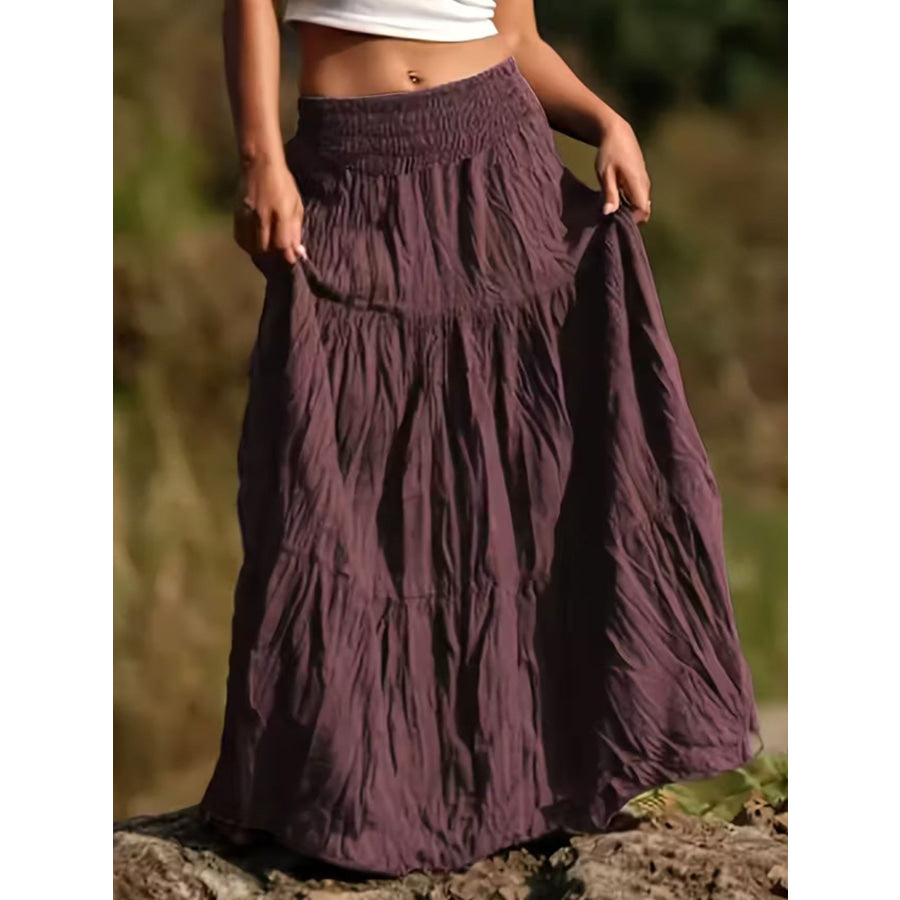 Tiered Maxi Skirt Red / S Apparel and Accessories