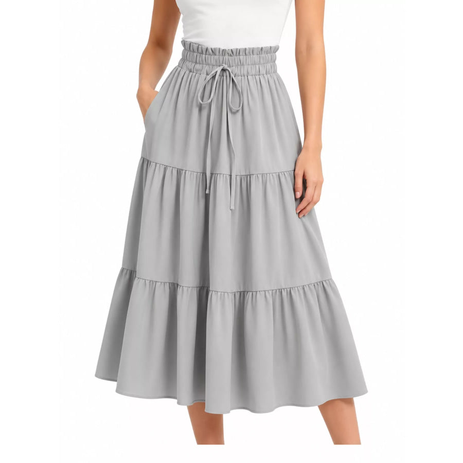 Tiered Midi Skirt Granny Gray / S Apparel and Accessories