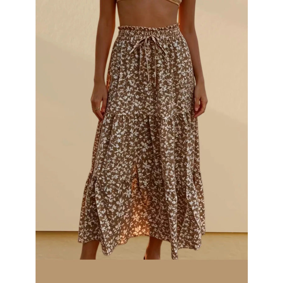 Tiered Midi Skirt Khaki-Ditsy Floral / S Apparel and Accessories