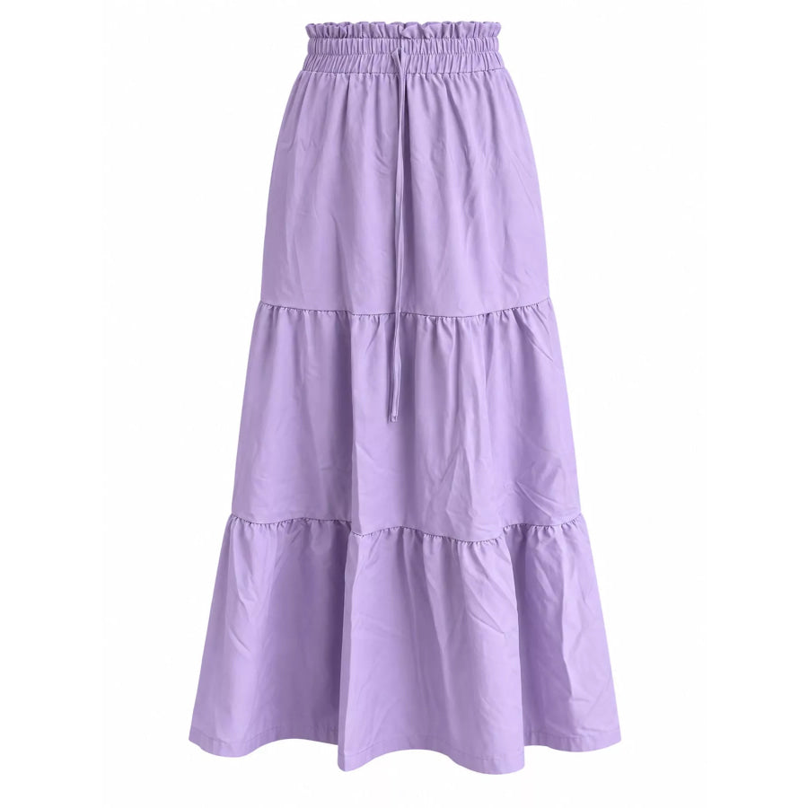 Tiered Midi Skirt Violet / S Apparel and Accessories