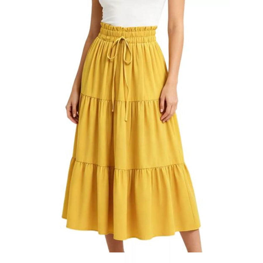 Tiered Midi Skirt Yellow / S Apparel and Accessories