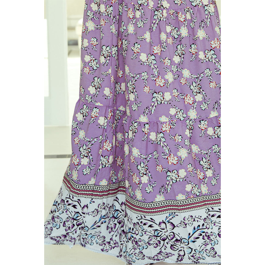 Tiered Printed Elastic Waist Skirt Apparel and Accessories