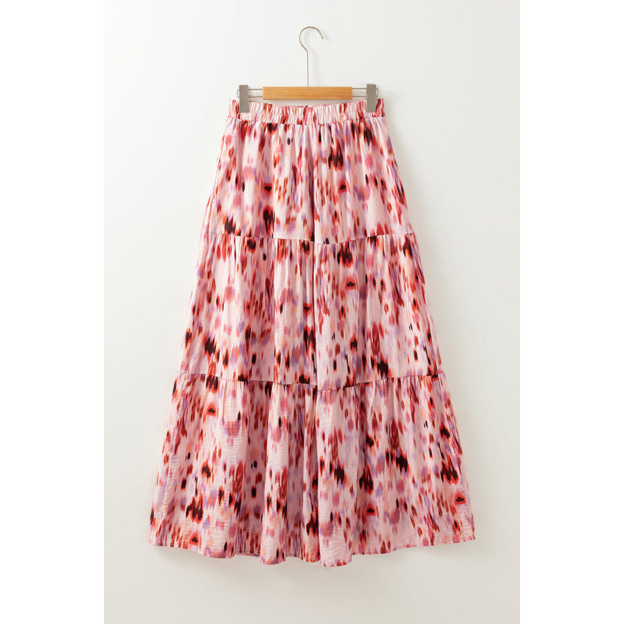 Tiered Printed Elastic Waist Skirt Apparel and Accessories