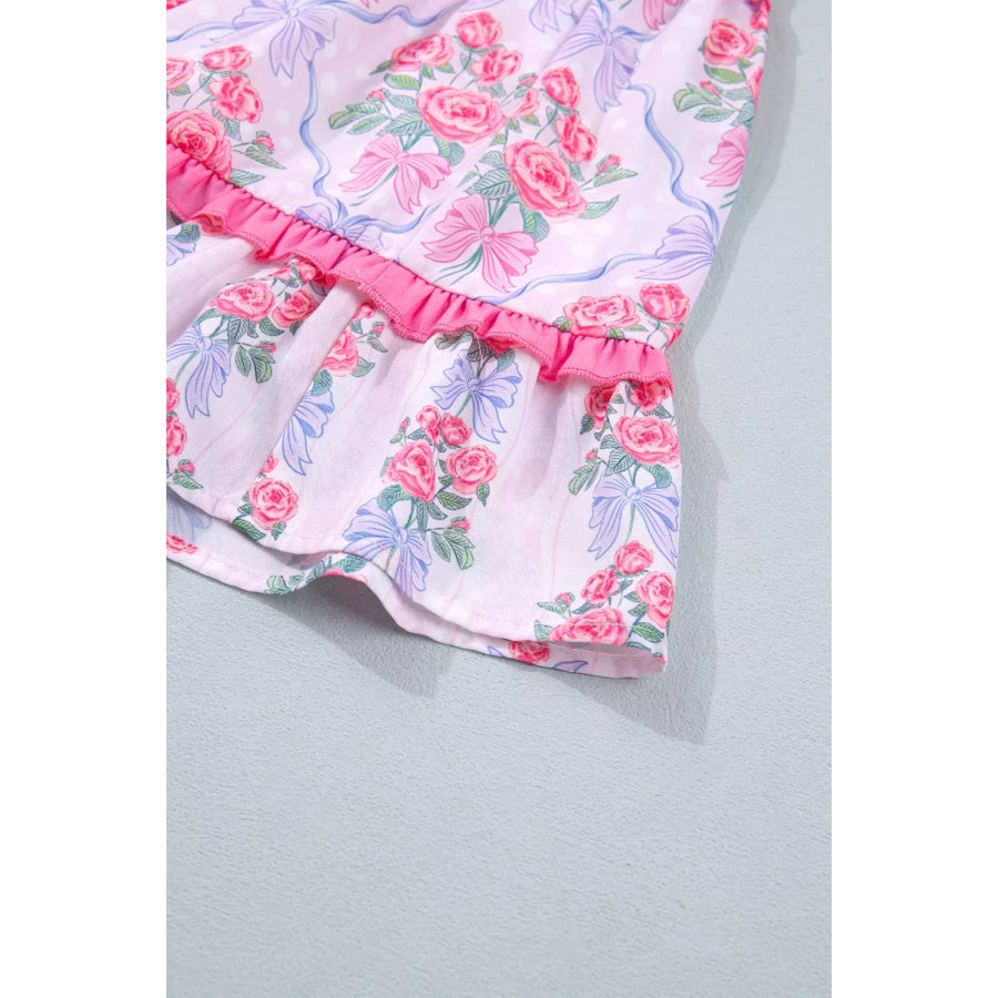 Tiered Ruffles Sleeveless Summer Floral Dress Apparel and Accessories