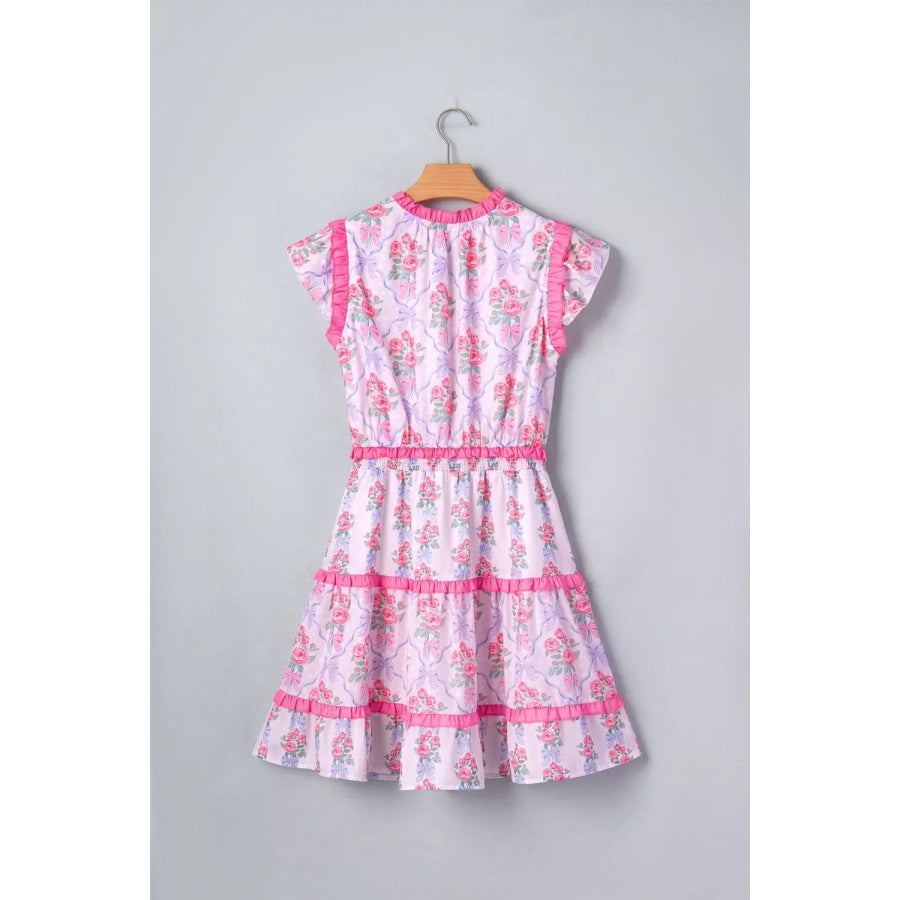 Tiered Ruffles Sleeveless Summer Floral Dress Apparel and Accessories