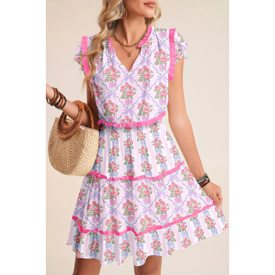 Tiered Ruffles Sleeveless Summer Floral Dress Apparel and Accessories
