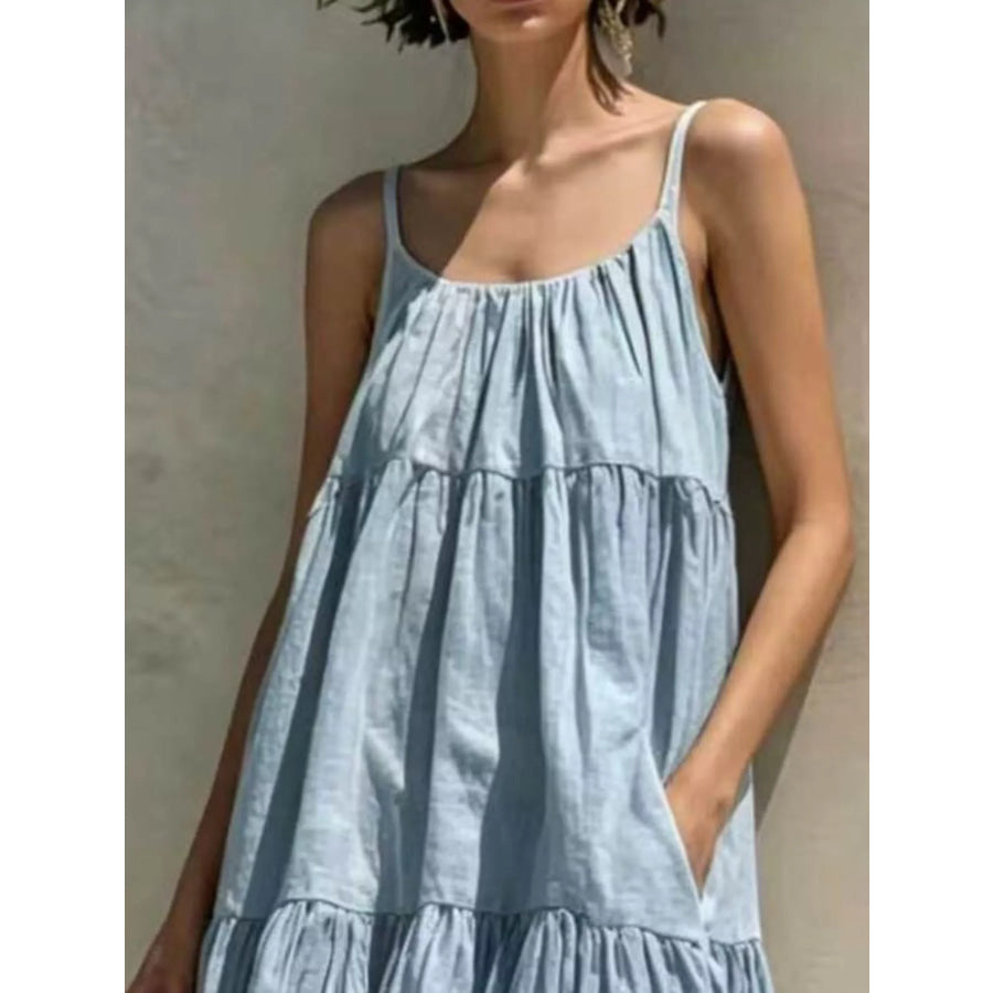 Tiered Scoop Neck Maxi Dress Apparel and Accessories