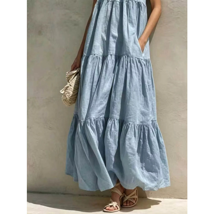 Tiered Scoop Neck Maxi Dress Apparel and Accessories