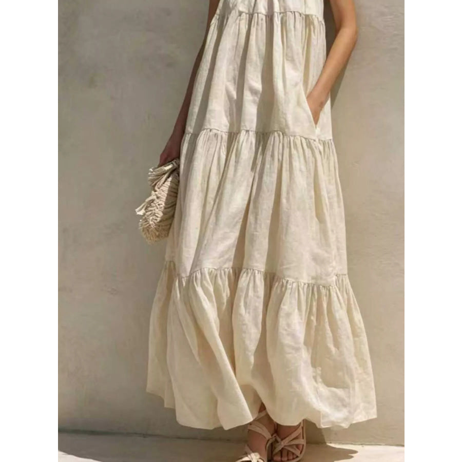 Tiered Scoop Neck Maxi Dress Apparel and Accessories
