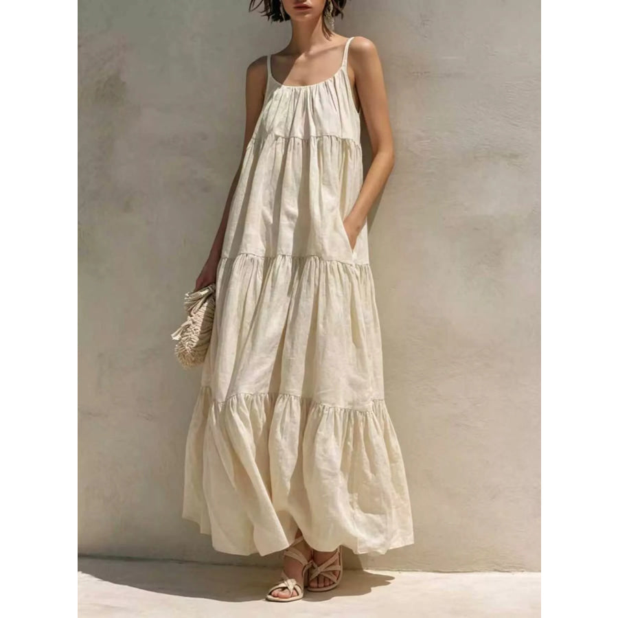 Tiered Scoop Neck Maxi Dress Apparel and Accessories