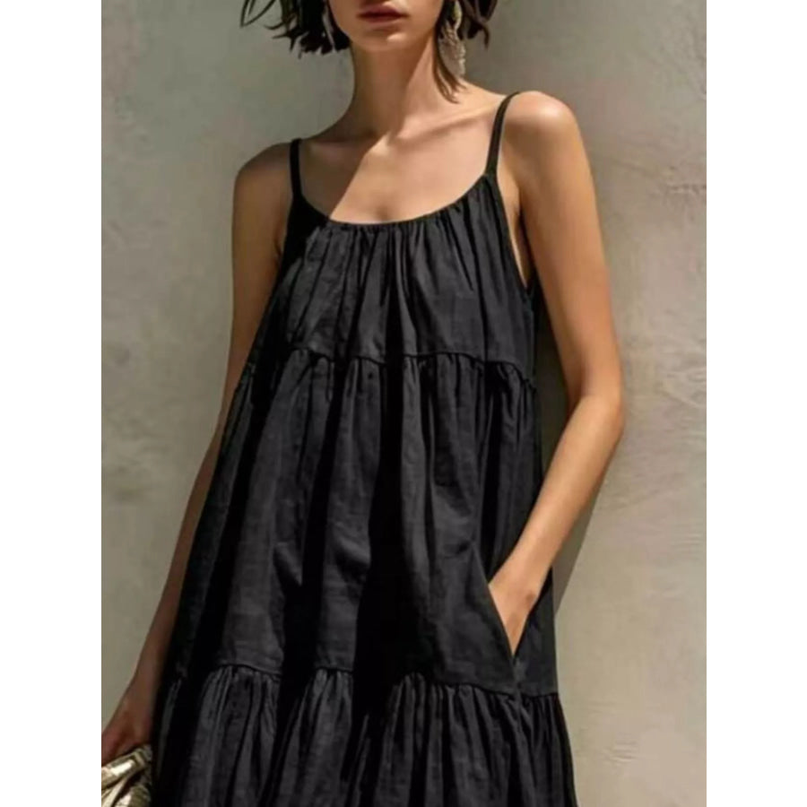 Tiered Scoop Neck Maxi Dress Apparel and Accessories