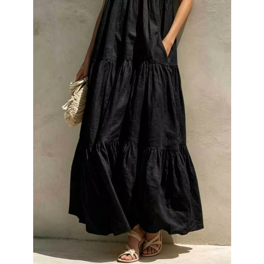 Tiered Scoop Neck Maxi Dress Apparel and Accessories