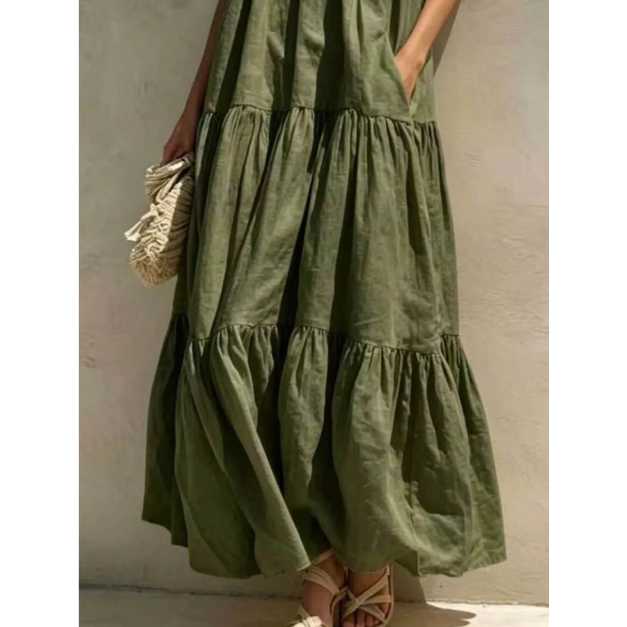 Tiered Scoop Neck Maxi Dress Apparel and Accessories