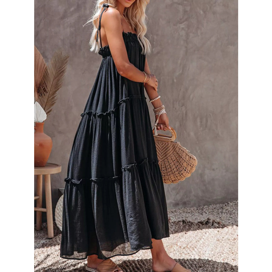 Tiered Spaghetti Strap Maxi Dress Apparel and Accessories