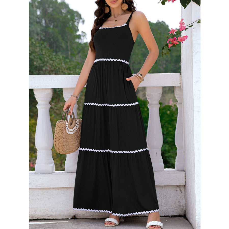 Tiered Square Neck Maxi Cami Dress Apparel and Accessories