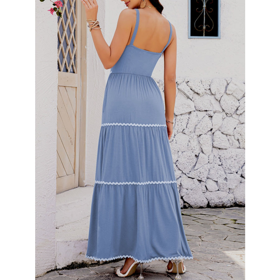 Tiered Square Neck Maxi Cami Dress Apparel and Accessories