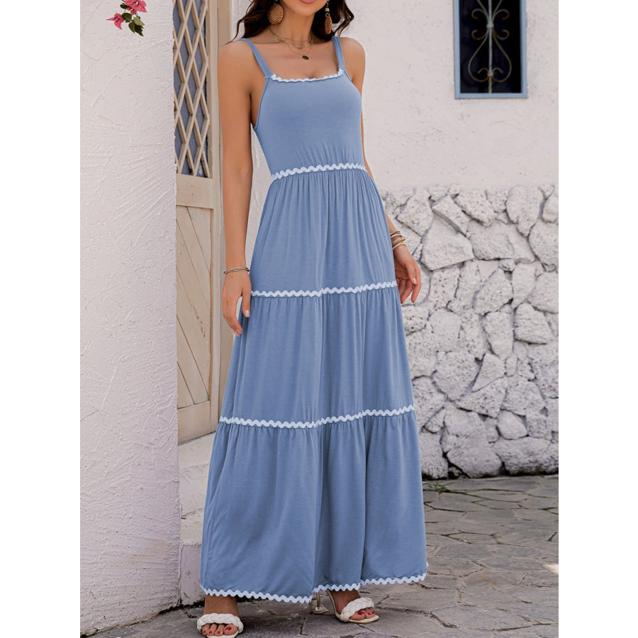 Tiered Square Neck Maxi Cami Dress Apparel and Accessories