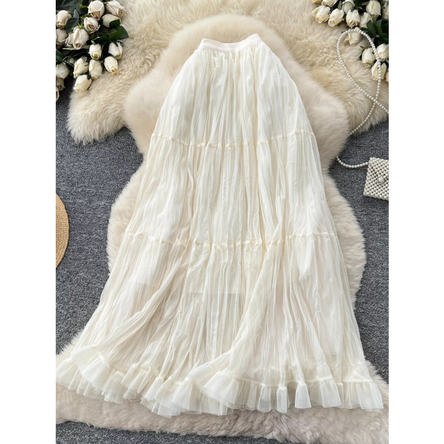 Tiered Tulle Skirt Apricot / One Size Apparel and Accessories