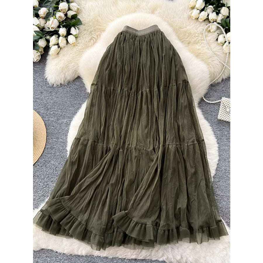 Tiered Tulle Skirt Army Green / One Size Apparel and Accessories