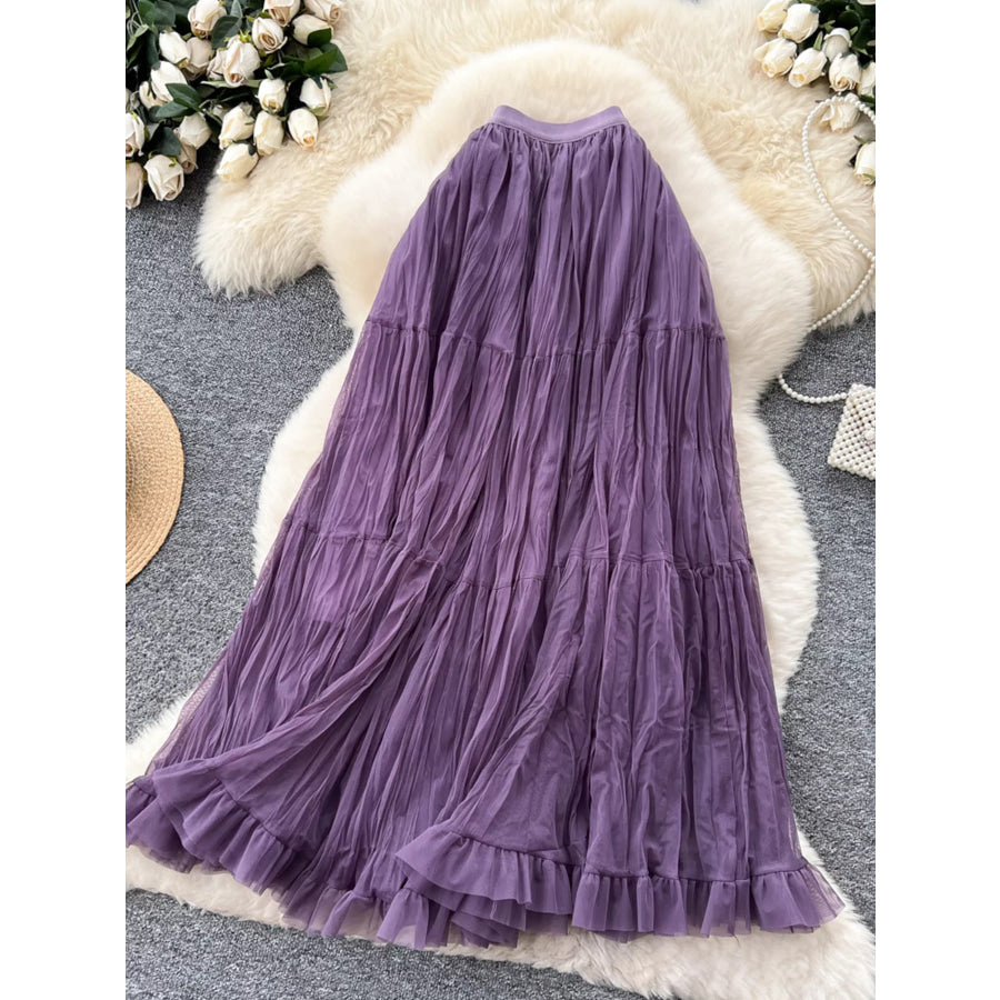 Tiered Tulle Skirt Dark Purple / One Size Apparel and Accessories