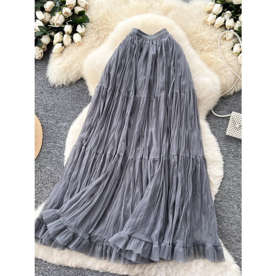 Tiered Tulle Skirt Gray / One Size Apparel and Accessories