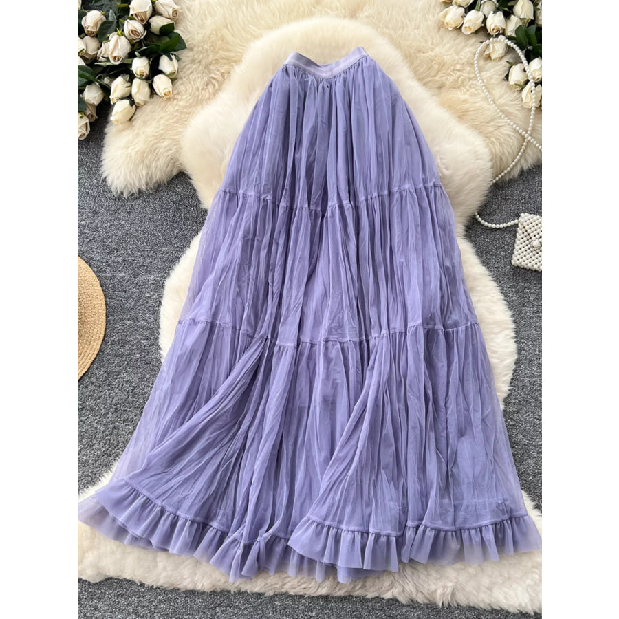 Tiered Tulle Skirt Purple / One Size Apparel and Accessories