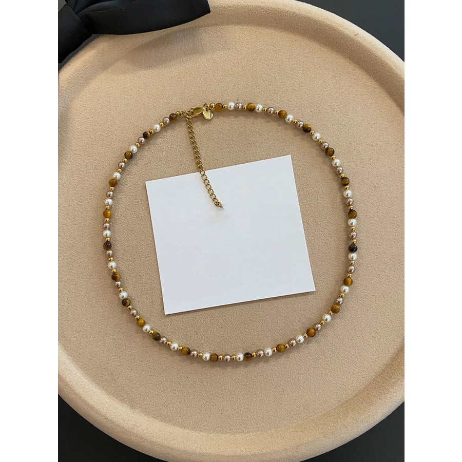 Tiger Eye Adjustable Necklace Camel / One Size Apparel and Accessories