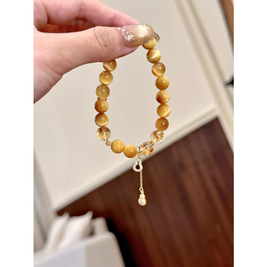 Tiger Eye Beaded Bracelet with Gourd Charm Camel / One Size Apparel and Accessories