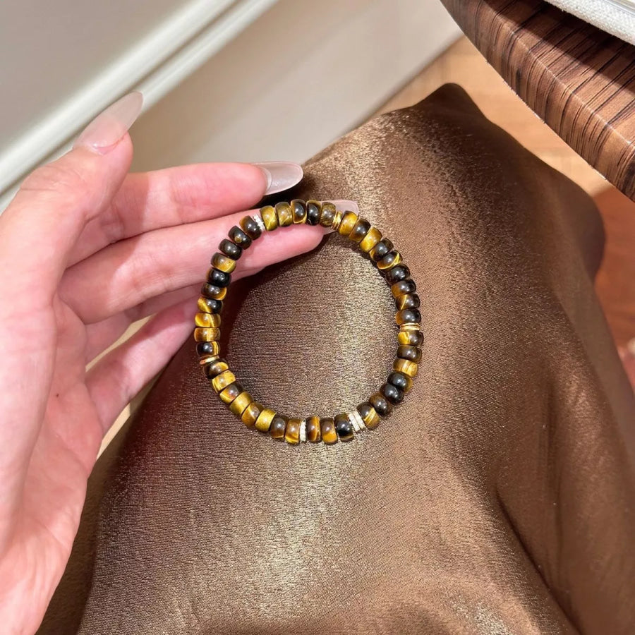 Tiger’s Eye Beaded Bracelet Brown / One Size Apparel and Accessories