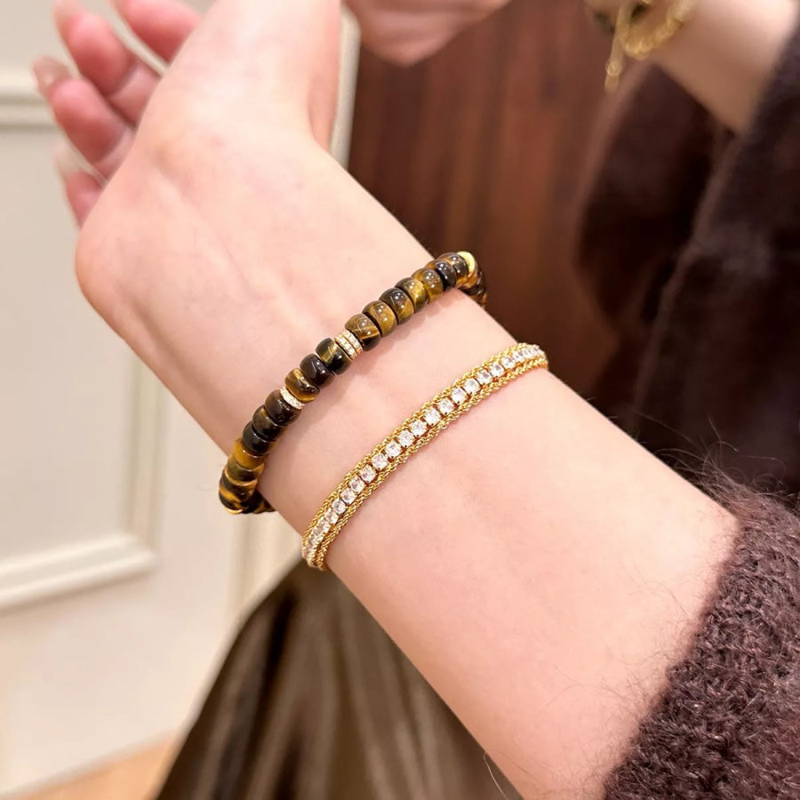 Tiger’s Eye Beaded Bracelet Brown / One Size Apparel and Accessories