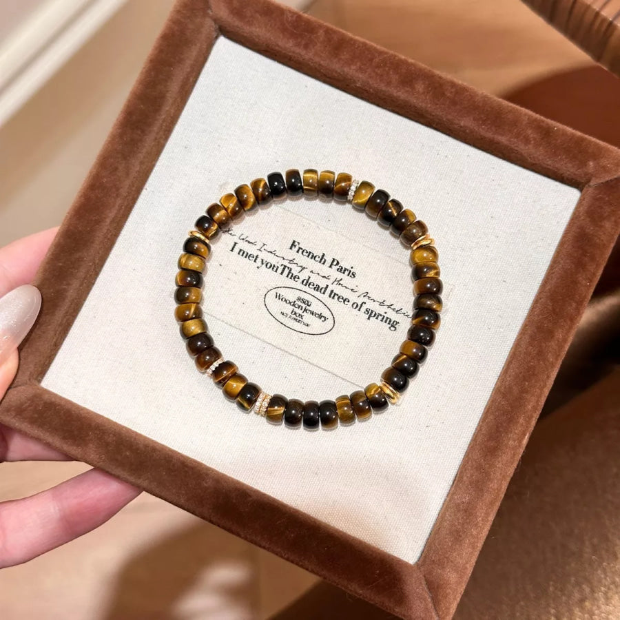 Tiger’s Eye Beaded Bracelet Brown / One Size Apparel and Accessories