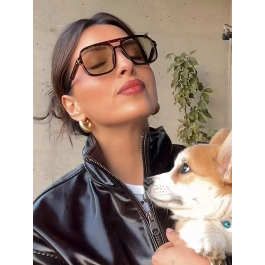 Tinted Lenses Aviator Sunglasses Ochre / One Size Apparel and Accessories