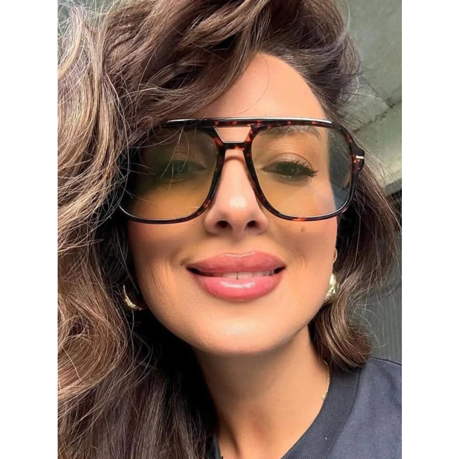 Tinted Lenses Aviator Sunglasses Ochre / One Size Apparel and Accessories