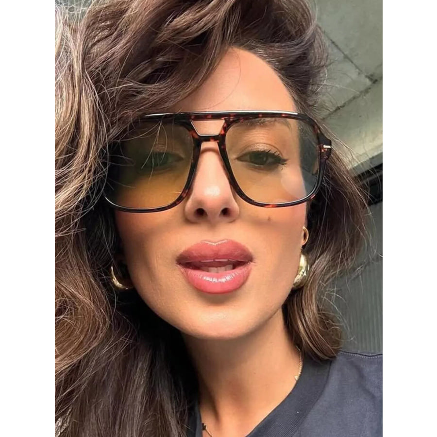 Tinted Lenses Aviator Sunglasses Ochre / One Size Apparel and Accessories
