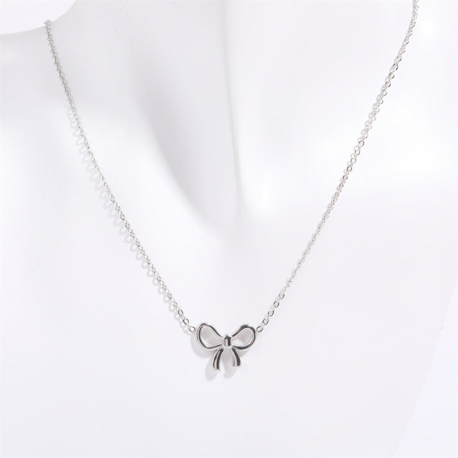 Titanium Steel Bow Pendant Necklace Apparel and Accessories