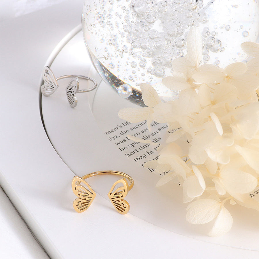 Titanium Steel Butterfly Open Ring Apparel and Accessories