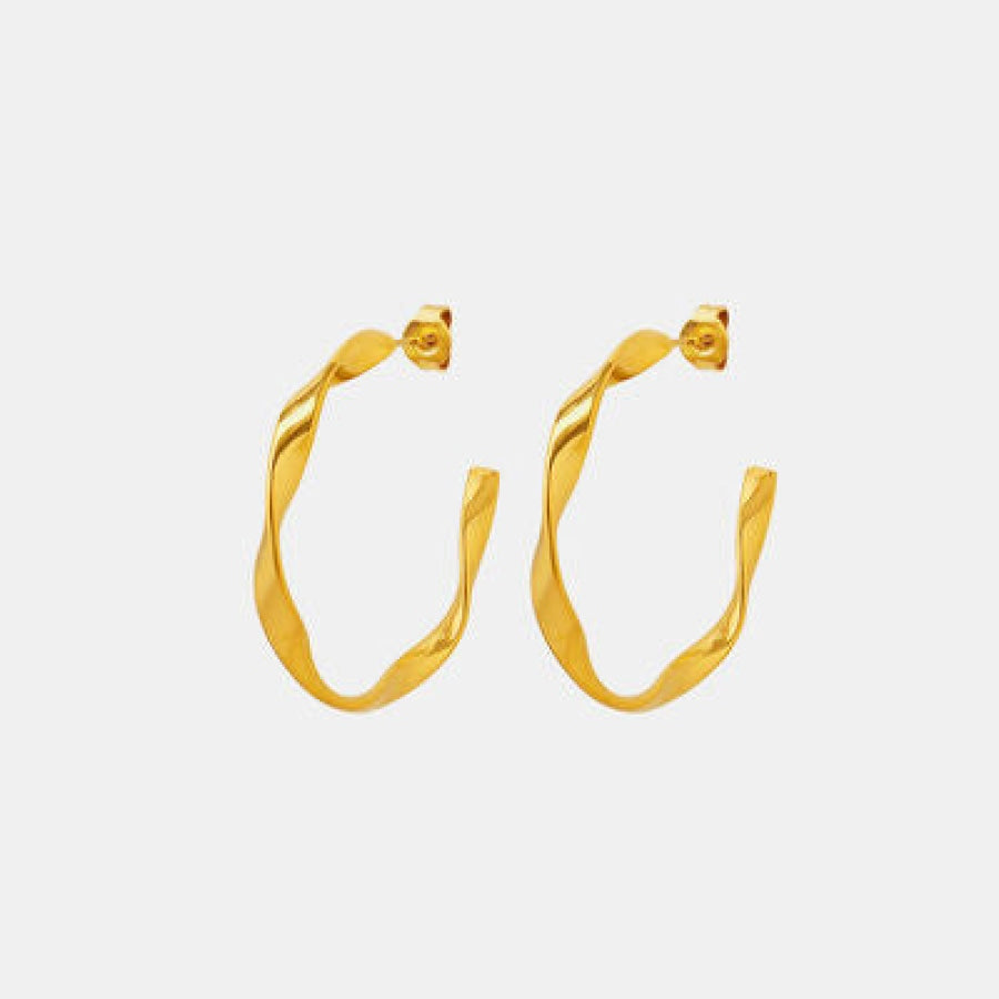 Titanium Steel C-Hoop Earrings Gold / One Size Apparel and Accessories