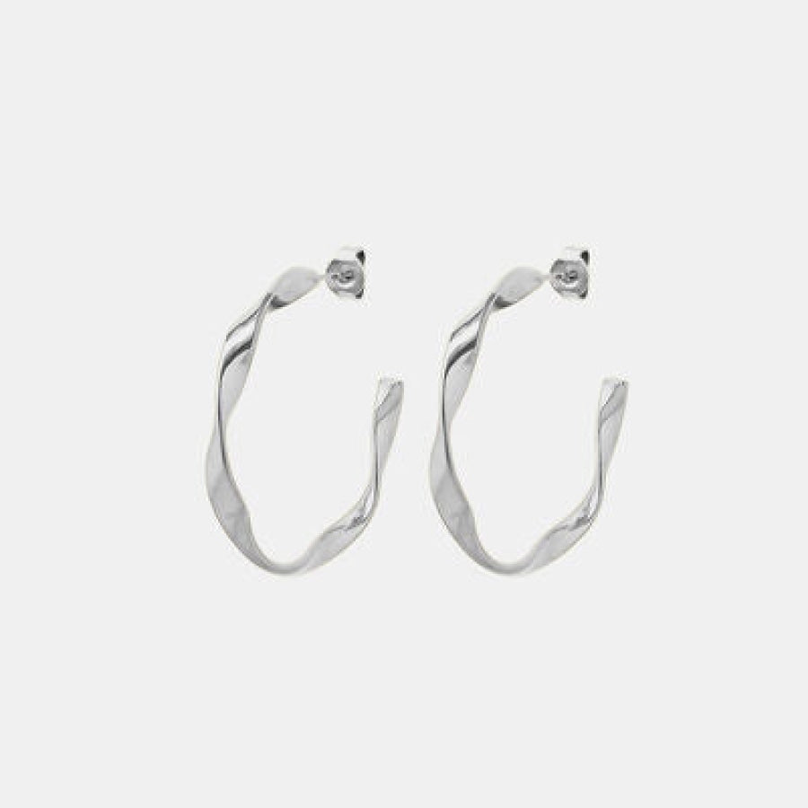 Titanium Steel C-Hoop Earrings Silver / One Size Apparel and Accessories