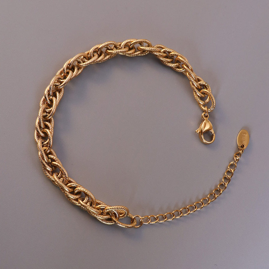 Titanium Steel Chain Bracelet Gold / One Size Apparel and Accessories