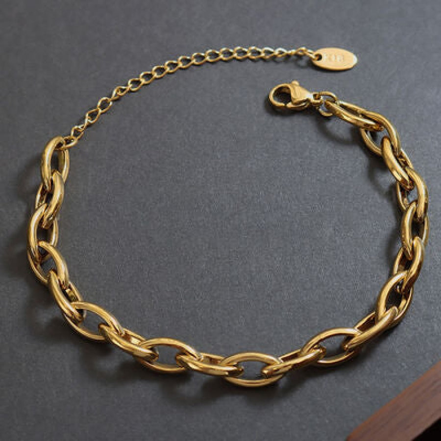 Titanium Steel Chain Bracelet Gold / One Size Apparel and Accessories