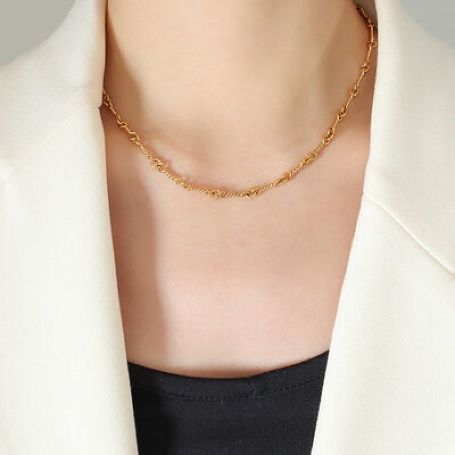 Titanium Steel Chain Link Necklace Gold / One Size Apparel and Accessories